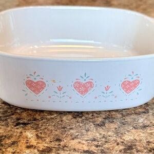Corningware White and Pink Heart Bakeware